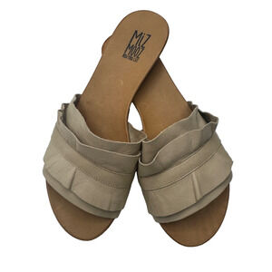 Miz Mooz Leather Ruffled Slide Sandals Alena Cream Size 10 Slip On